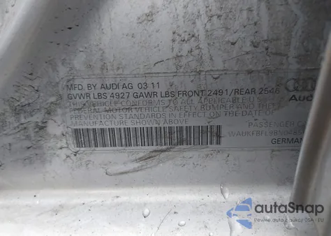 2011 Audi A4 2.0T Premium from USA, damaged, VIN WAUKFBFL9BN048569